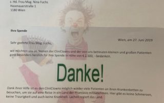 Spende von €2500 an die CliniClowns